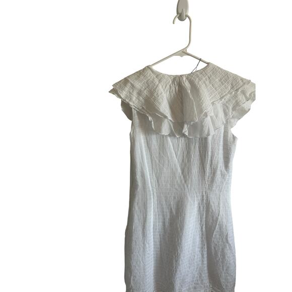 Tocca Women's 4 White Sleeveless Ruffled Front V-Neck Short Formal Dress - Picture 8 of 13